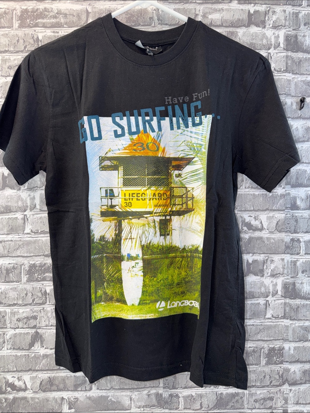 NWT Black 'Go Surfing' Graphic Tee